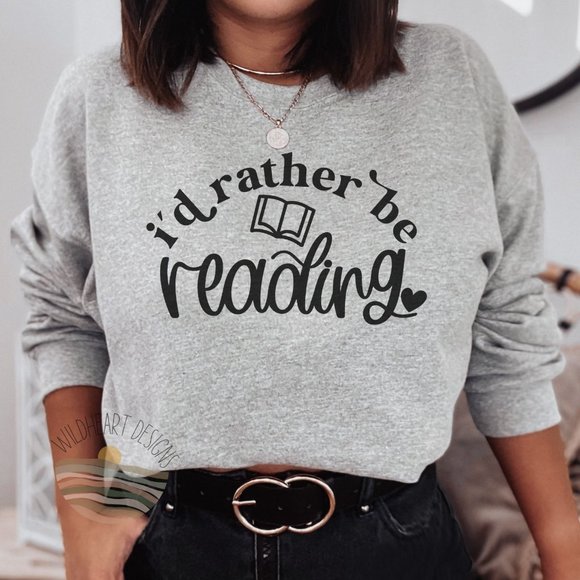 Tops - I'd Rather Be Reading Sweatshirt - Grey